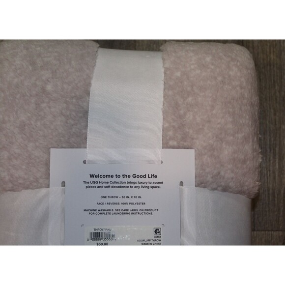 NWT UGG HOME REVERSIBLE PLUSH PINK FOG SHERPA THROW 50 X 70 - Picture 6 of 6